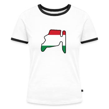 Hungary Race Track with Flag - Women's Ringer T-Shirt - white/black - Front - Selfina (174cm)