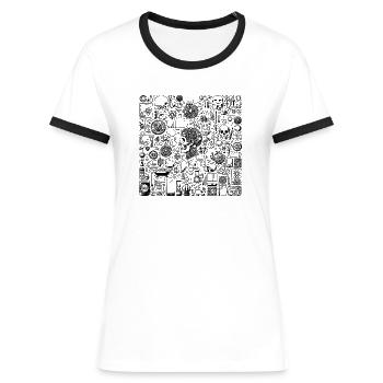 Anthropologie - Frauen Kontrast-T-Shirt - Weiß/Schwarz - Vorne - Selfina (174cm)
