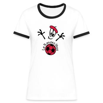Football Allemagne Bande dessinée - T-shirt contrasté Femme - blanc/noir - Devant - Selfina (174cm)
