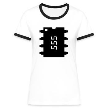 555 Number of the beast - Frauen Kontrast-T-Shirt - Weiß/Schwarz - Vorne - Selfina (174cm)