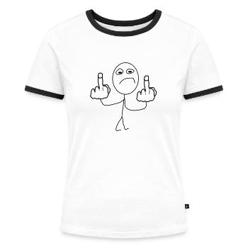 rage comic, comique fureur, comme un patron, mon - T-shirt contrasté Femme - blanc/noir - Devant - Selfina (174cm)