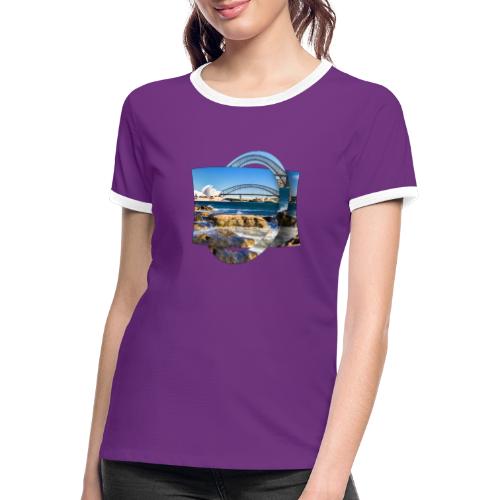Australien: Sydney Hafen mit Oper und Brücke - Frauen Kontrast-T-Shirt