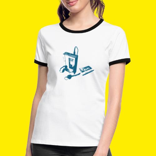 Walkman og lydkassette - Dame kontrast-T-shirt