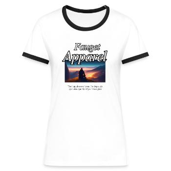 Das Glück deines Lebens hängt davon ab, - Frauen Kontrast-T-Shirt - Weiß/Schwarz - Vorne - Selfina (174cm)