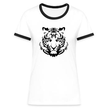 tigre - T-shirt contrasté Femme - blanc/noir - Devant - Selfina (174cm)