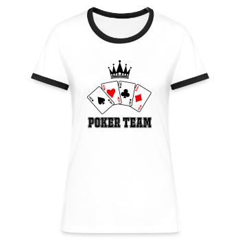 poker team - Frauen Kontrast-T-Shirt - Weiß/Schwarz - Vorne - Selfina (174cm)