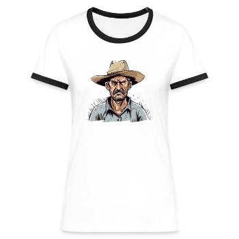 Paysan énervé n°1 - T-shirt contrasté Femme - blanc/noir - Devant - Selfina (174cm)