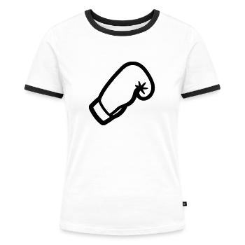 Boxhandschuh - Frauen Kontrast-T-Shirt - Weiß/Schwarz - Vorne - Selfina (174cm)
