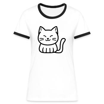 Kitten - Women's Ringer T-Shirt - white/black - Front - Selfina (174cm)