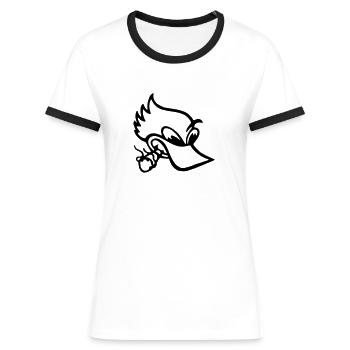 Smoking Duck - Frauen Kontrast-T-Shirt - Weiß/Schwarz - Vorne - Selfina (174cm)