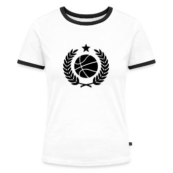 Couronne de laurier (basket-ball) 01 - T-shirt contrasté Femme - blanc/noir - Devant - Selfina (174cm)