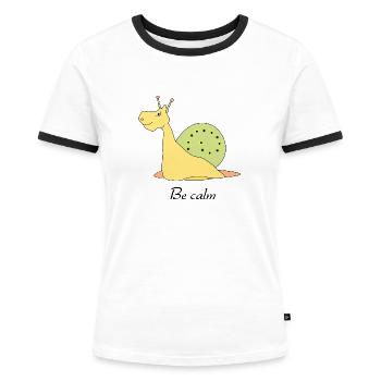 Be calm - Frauen Kontrast-T-Shirt - Weiß/Schwarz - Vorne - Selfina (174cm)