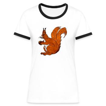 Écureuil - T-shirt contrasté Femme - blanc/noir - Devant - Selfina (174cm)