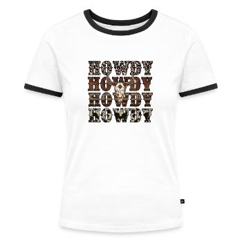 Country Musik ländlich Landei Countrymusiker Mom - Frauen Kontrast-T-Shirt - Weiß/Schwarz - Vorne - Selfina (174cm)