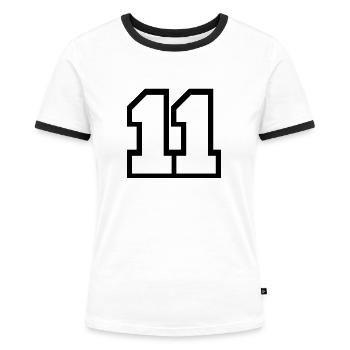 11 - Frauen Kontrast-T-Shirt - Weiß/Schwarz - Vorne - Selfina (174cm)