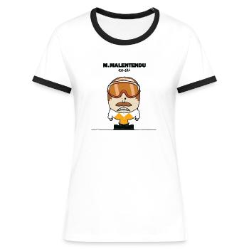 M. Malentendu à la plage - T-shirt contrasté Femme - blanc/noir - Devant - Selfina (174cm)