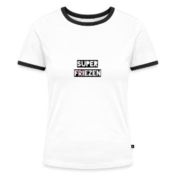 super frisons - T-shirt contrasté Femme - blanc/noir - Devant - Selfina (174cm)