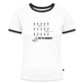 T-shirt drôle humour Toi Tu Vis - T-shirt contrasté Femme - blanc/noir - Devant - Selfina (174cm)