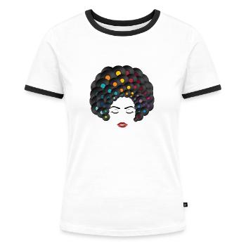 Vinyl Queen - Frauen Kontrast-T-Shirt - Weiß/Schwarz - Vorne - Selfina (174cm)