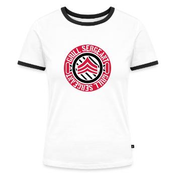 Barbecue Grill Sergeant Stamp - Women's Ringer T-Shirt - white/black - Front - Selfina (174cm)