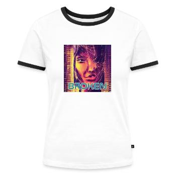 Broken - Women's Ringer T-Shirt - white/black - Front - Selfina (174cm)