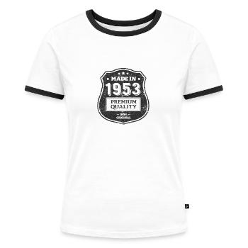 MADE IN 1953 - T-shirt contrasté Femme - blanc/noir - Devant - Selfina (174cm)