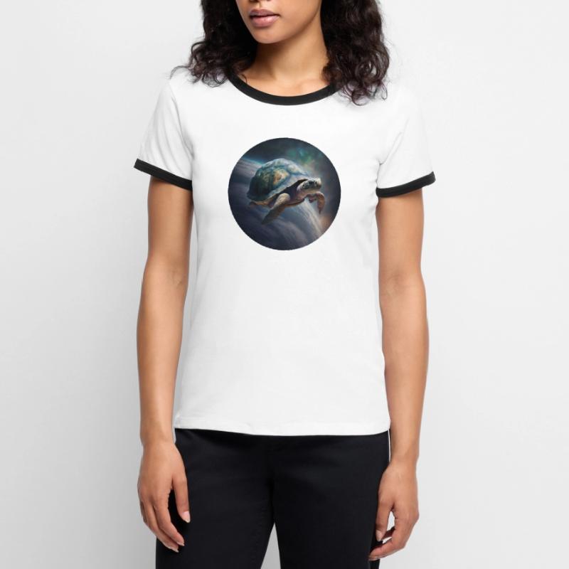 Mutter Erde schwebt langsam durch das Universum Frauen Kontrast-T-Shirt