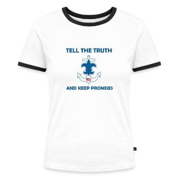 Sea Scout Laws Oath - Women's Ringer T-Shirt - white/black - Front - Selfina (174cm)