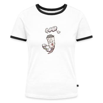 Lustiger Cartoon Joint rollt einen Joint - Frauen Kontrast-T-Shirt - Weiß/Schwarz - Vorne - Selfina (174cm)