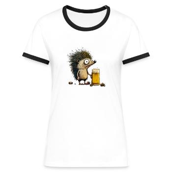 Design ohne Titel 111 - Frauen Kontrast-T-Shirt - Weiß/Schwarz - Vorne - Selfina (174cm)
