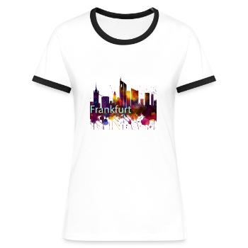 frankfurt skyline - Frauen Kontrast-T-Shirt - Weiß/Schwarz - Vorne - Selfina (174cm)