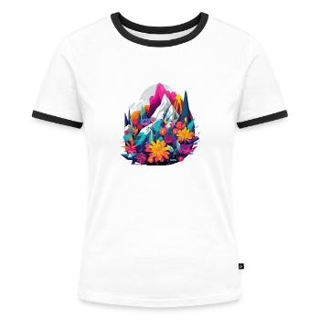 Alpenblume Blume Flower - Frauen Kontrast-T-Shirt - Weiß/Schwarz - Vorne - Selfina (174cm)