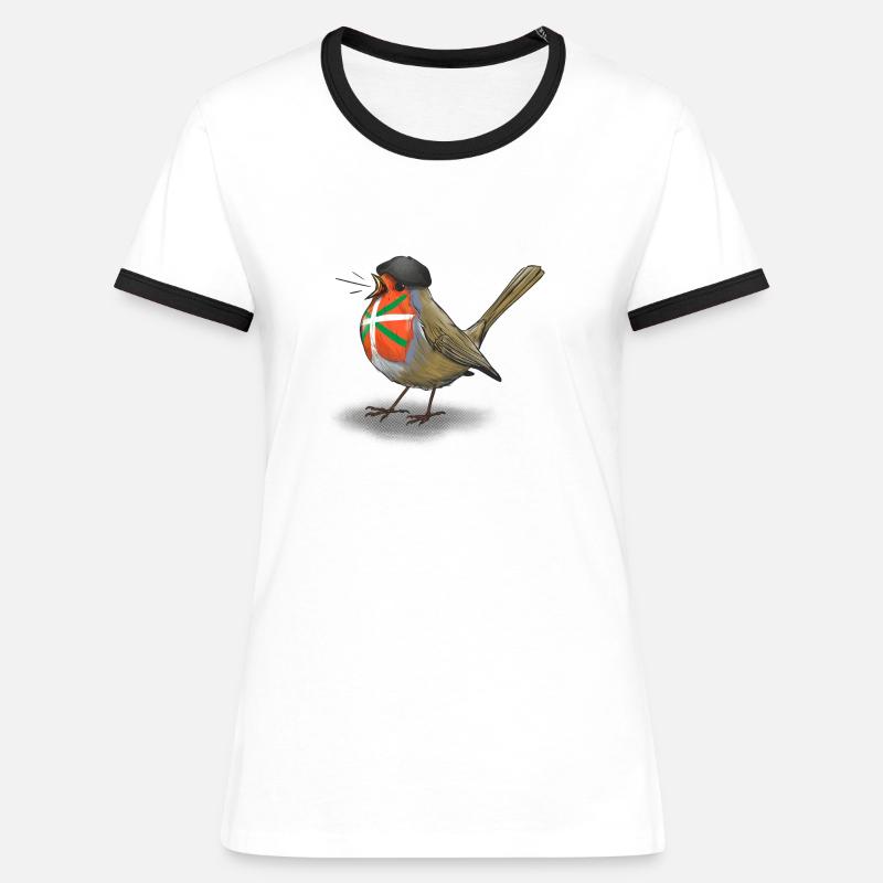 Basque robin - Women's Ringer T-Shirt - white/black
