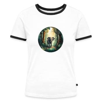 Rainforest Elephant - Women's Ringer T-Shirt - white/black - Front - Selfina (174cm)