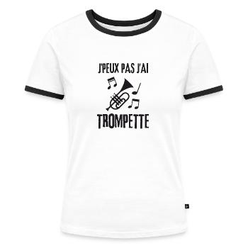 Musique trompette - T-shirt contrasté Femme - blanc/noir - Devant - Selfina (174cm)