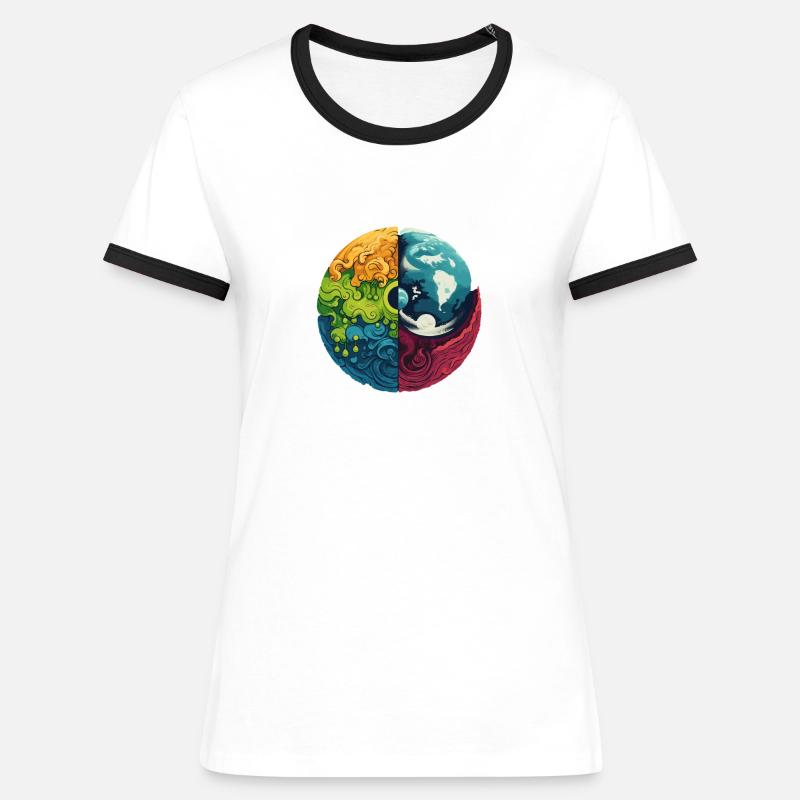 Erde Elemente - Frauen Kontrast-T-Shirt - Weiß/Schwarz