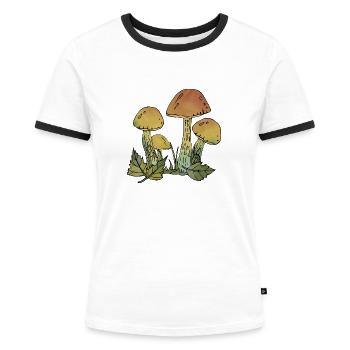 Pilze - Frauen Kontrast-T-Shirt - Weiß/Schwarz - Vorne - Selfina (174cm)