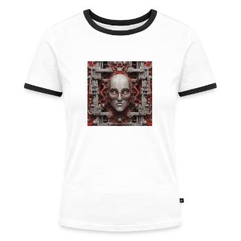 Jenseits von Verstand und Maschine - Frauen Kontrast-T-Shirt - Weiß/Schwarz - Vorne - Selfina (174cm)