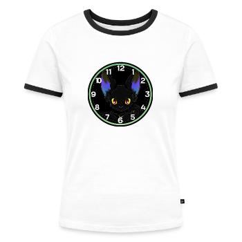 Fledermaus-Stunden-Maus - Frauen Kontrast-T-Shirt - Weiß/Schwarz - Vorne - Selfina (174cm)