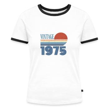 vintage 1975 - Women's Ringer T-Shirt - white/black - Front - Selfina (174cm)