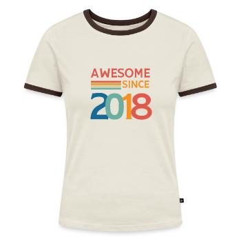 Awesome since 2018 - Women's Ringer T-Shirt - blue/white - Front