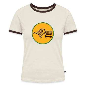 Match im Supermarkt - Frauen Kontrast-T-Shirt - Blau/Weiß - Vorne