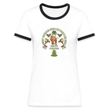 Keep aiming high in painted sky, paintball quote - Women's Ringer T-Shirt - white/black - Front - Selfina (174cm)