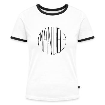 Manuela - Frauen Kontrast-T-Shirt - Weiß/Schwarz - Vorne - Selfina (174cm)
