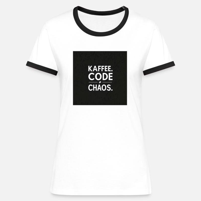 Coffee, Code, Chaos - Women's Ringer T-Shirt - white/black