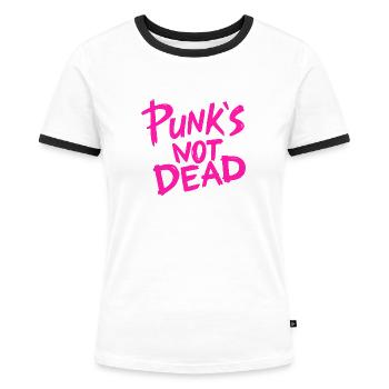 PUNK - Frauen Kontrast-T-Shirt - Weiß/Schwarz - Vorne - Selfina (174cm)