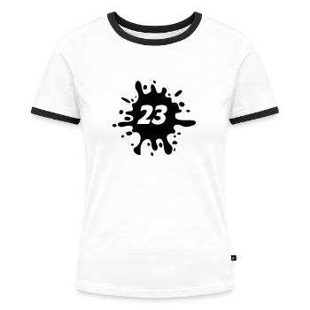 23 - Women's Ringer T-Shirt - white/black - Front - Selfina (174cm)