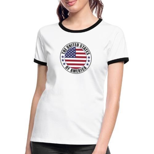Godło flagi Stanów Zjednoczonych - USA - Koszulka damska z kontrastowymi wstawkami