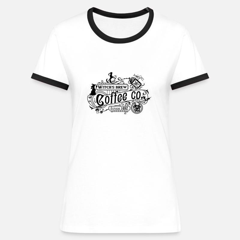 Witch's Cafe - Women's Ringer T-Shirt - white/black