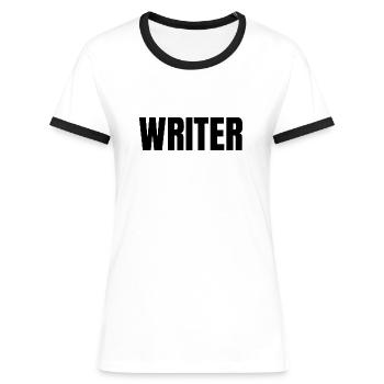Writer - T-shirt contrasté Femme - blanc/noir - Devant - Selfina (174cm)